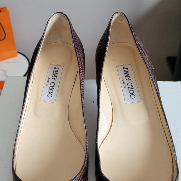 Jimmy Choo pointed toe Amelia kitten heel snake embossed multi leather low pump - Picture 11 of 14